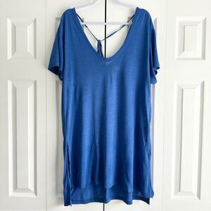 Venus Blue Tunic Top Swim Coverup High/Low Hem Size XL